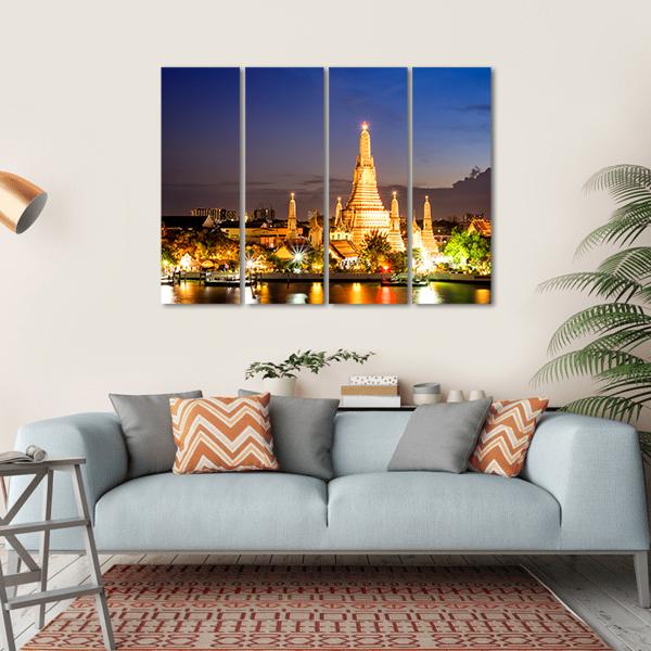 Wat Arun Temple In Bangkok Canvas Wall Art-4 Horizontal-Gallery Wrap-34" x 24"-Tiaracle