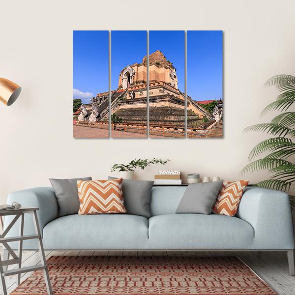 Wat Chedi Luang Temple In Chiang Mai Canvas Wall Art-4 Horizontal-Gallery Wrap-34" x 24"-Tiaracle
