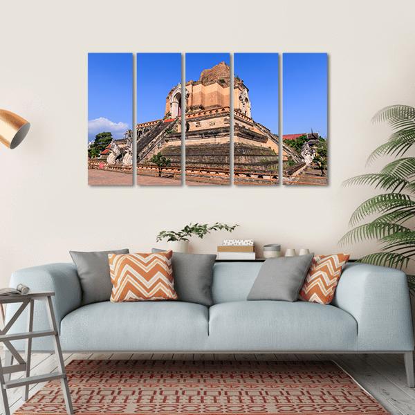Wat Chedi Luang Temple In Chiang Mai Canvas Wall Art-5 Horizontal-Gallery Wrap-22" x 12"-Tiaracle