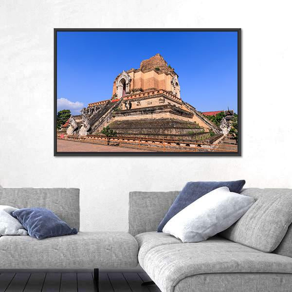 Wat Chedi Luang Temple In Chiang Mai Canvas Wall Art-3 Horizontal-Gallery Wrap-25" x 16"-Tiaracle