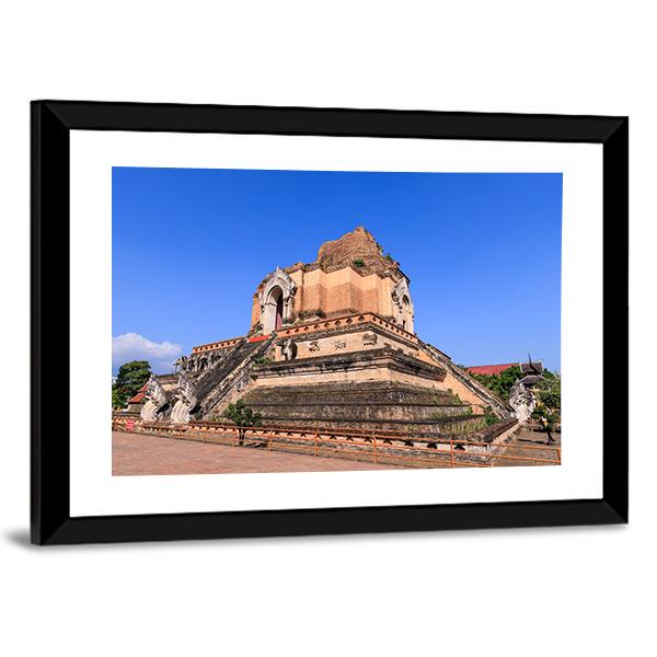 Wat Chedi Luang Temple In Chiang Mai Canvas Wall Art-3 Horizontal-Gallery Wrap-25" x 16"-Tiaracle