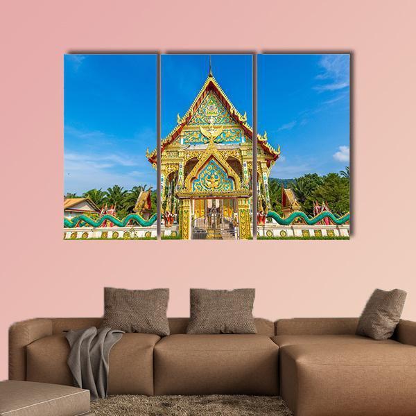 Wat Kaew Manee Si Mahathat Temple Canvas Wall Art-5 Pop-Gallery Wrap-47" x 32"-Tiaracle