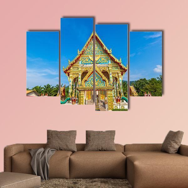 Wat Kaew Manee Si Mahathat Temple Canvas Wall Art-4 Pop-Gallery Wrap-50" x 32"-Tiaracle