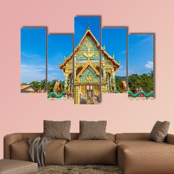 Wat Kaew Manee Si Mahathat Temple Canvas Wall Art-5 Pop-Gallery Wrap-47" x 32"-Tiaracle