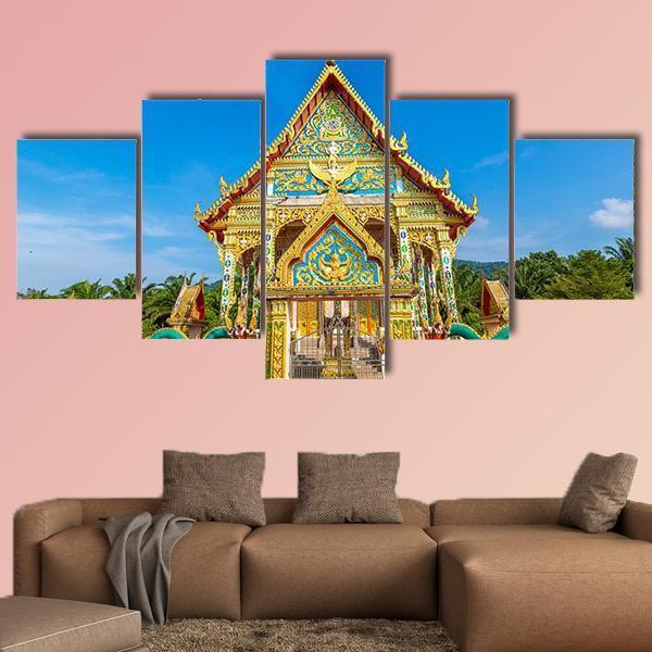 Wat Kaew Manee Si Mahathat Temple Canvas Wall Art-5 Star-Gallery Wrap-62" x 32"-Tiaracle