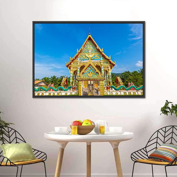 Wat Kaew Manee Si Mahathat Temple Canvas Wall Art-3 Horizontal-Gallery Wrap-25" x 16"-Tiaracle