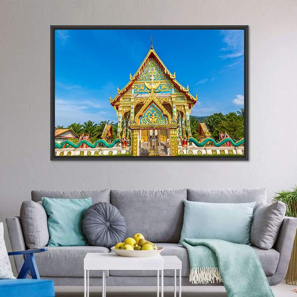 Wat Kaew Manee Si Mahathat Temple Canvas Wall Art-1 Piece-Floating Frame-24" x 16"-Tiaracle