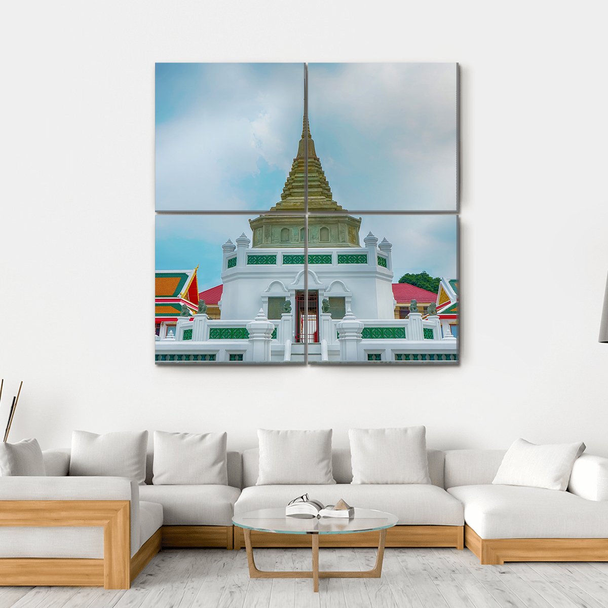 Wat Kaliyamit Woramahawihan Canvas Wall Art-4 Square-Gallery Wrap-17" x 17"-Tiaracle