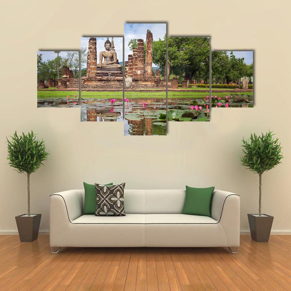 Wat Mahathat in Sukhothai Historical Park Thailand Canvas Wall Art-5 Star-Gallery Wrap-42" x 21"-Tiaracle