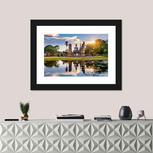 Wat Mahathat Temple In Thailand Canvas Wall Art-1 Piece-Framed Print-20" x 16"-Tiaracle