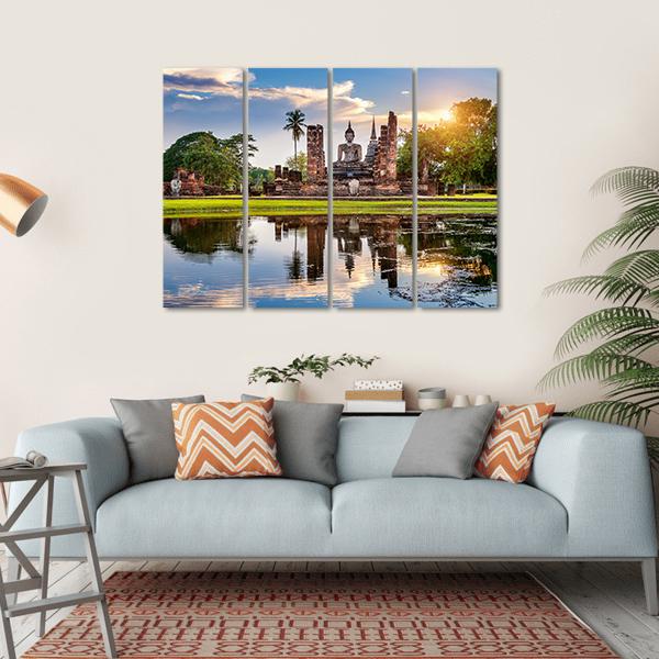 Wat Mahathat Temple In Thailand Canvas Wall Art-4 Horizontal-Gallery Wrap-34" x 24"-Tiaracle