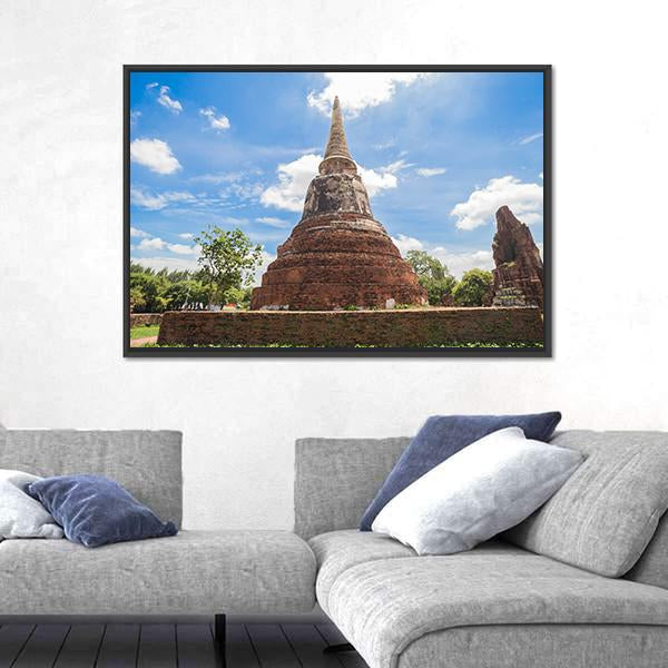 Wat Mahathat Temple In Thailand Canvas Wall Art-5 Horizontal-Gallery Wrap-22" x 12"-Tiaracle