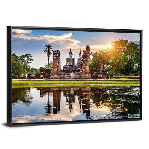 Wat Mahathat Temple In Thailand Canvas Wall Art-5 Horizontal-Gallery Wrap-22" x 12"-Tiaracle