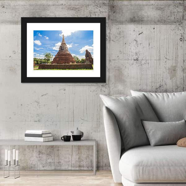Wat Mahathat Temple In Thailand Canvas Wall Art-3 Horizontal-Gallery Wrap-25" x 16"-Tiaracle