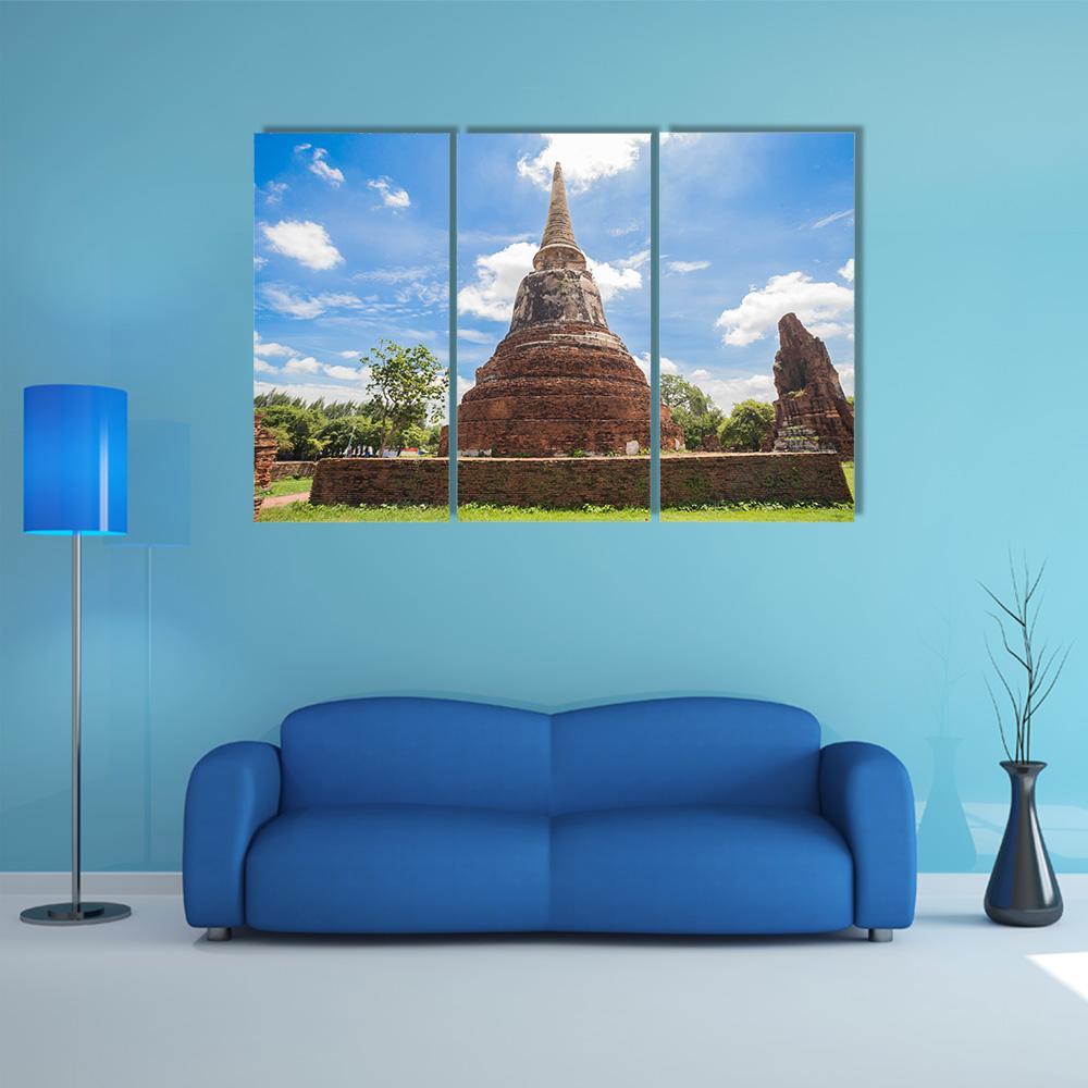 Wat Mahathat Temple In Thailand Canvas Wall Art-3 Horizontal-Gallery Wrap-37" x 24"-Tiaracle