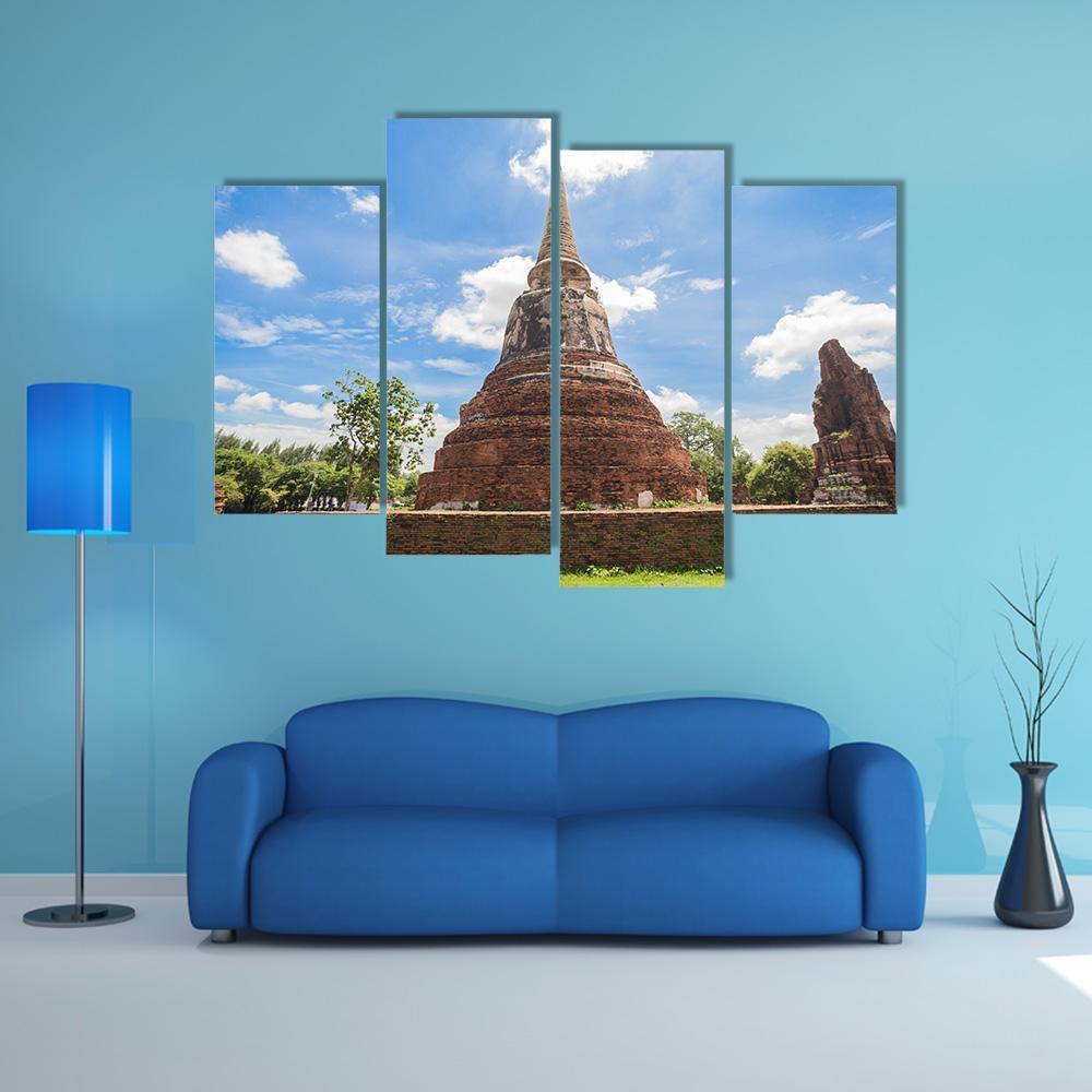 Wat Mahathat Temple In Thailand Canvas Wall Art-4 Pop-Gallery Wrap-50" x 32"-Tiaracle