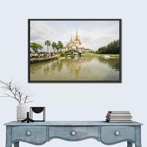 Wat Non Kum Temple Nakhon Ratchasim Canvas Wall Art-1 Piece-Floating Frame-24" x 16"-Tiaracle