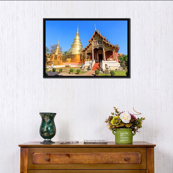 Wat Phra Singh Woramahawihan Canvas Wall Art-1 Piece-Floating Frame-24" x 16"-Tiaracle