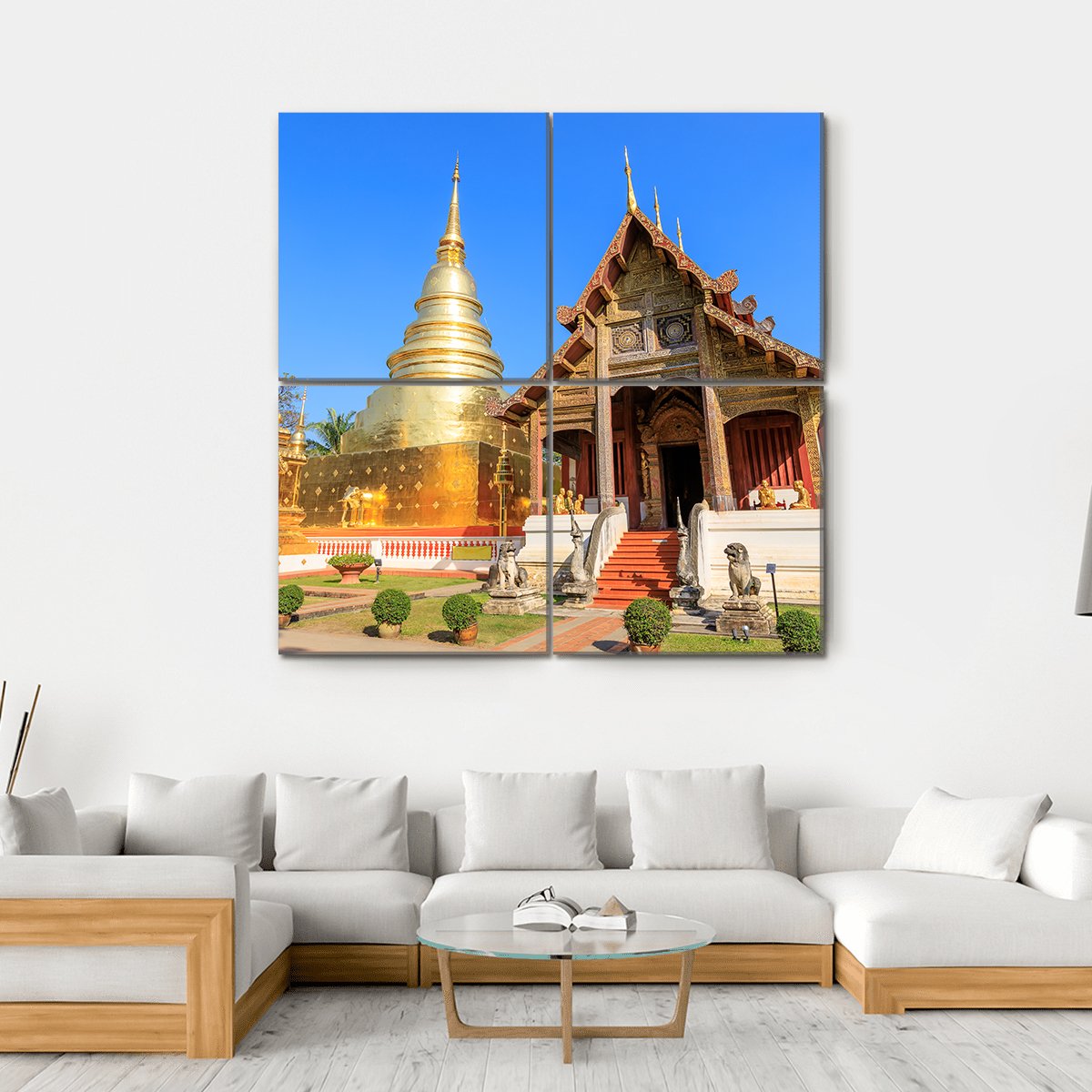 Wat Phra Singh Woramahawihan Canvas Wall Art-4 Square-Gallery Wrap-17" x 17"-Tiaracle