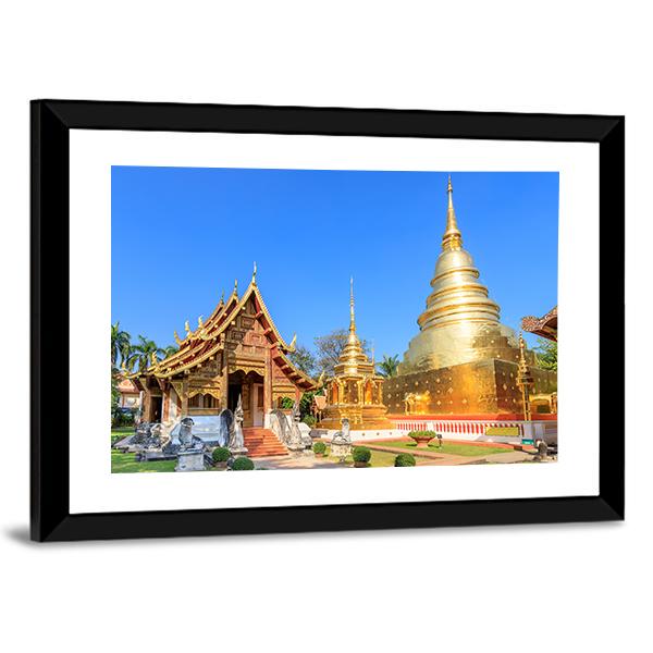 Wat Phra Singh Woramahawihan In Chiang Mai Canvas Wall Art-3 Horizontal-Gallery Wrap-25" x 16"-Tiaracle