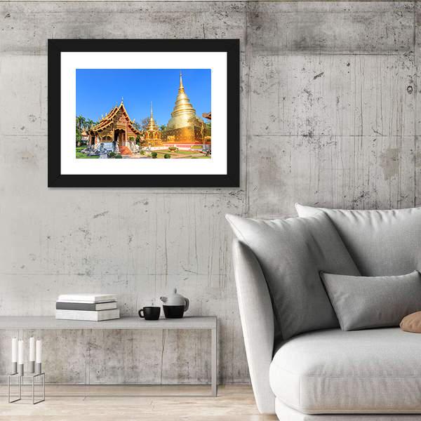 Wat Phra Singh Woramahawihan In Chiang Mai Canvas Wall Art-3 Horizontal-Gallery Wrap-25" x 16"-Tiaracle