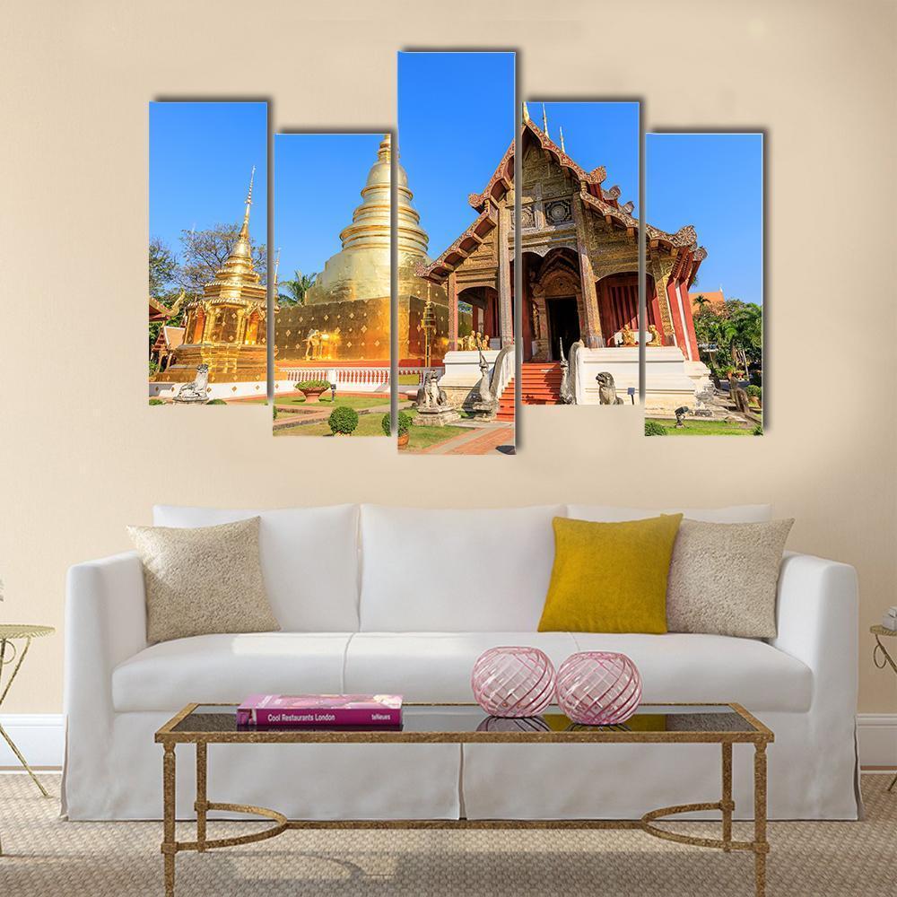 Wat Phra Singh Woramahawihan Canvas Wall Art-5 Pop-Gallery Wrap-47" x 32"-Tiaracle