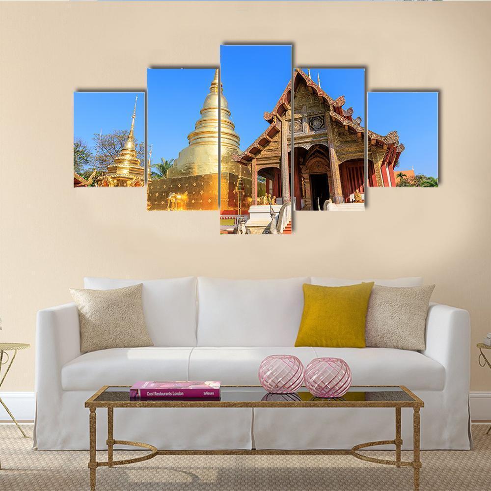 Wat Phra Singh Woramahawihan Canvas Wall Art-4 Pop-Gallery Wrap-50" x 32"-Tiaracle