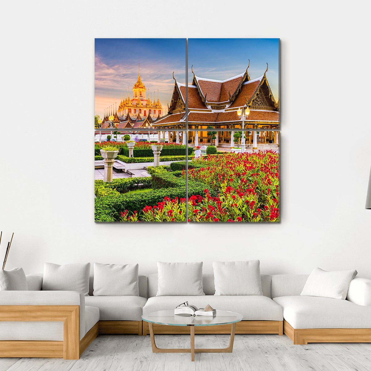 Wat Ratchanatdaram Temple In Bangkok Canvas Wall Art-4 Square-Gallery Wrap-17" x 17"-Tiaracle