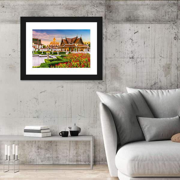 Wat Ratchanatdaram Temple In Bangkok Canvas Wall Art-3 Horizontal-Gallery Wrap-25" x 16"-Tiaracle