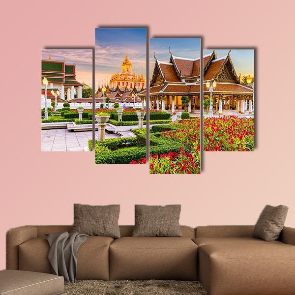 Wat Ratchanatdaram Temple In Bangkok Canvas Wall Art-4 Pop-Gallery Wrap-50" x 32"-Tiaracle