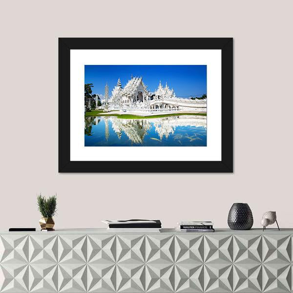 Wat Rong Khun Temple in Chiang Rai In Thailand Canvas Wall Art-1 Piece-Framed Print-20" x 16"-Tiaracle