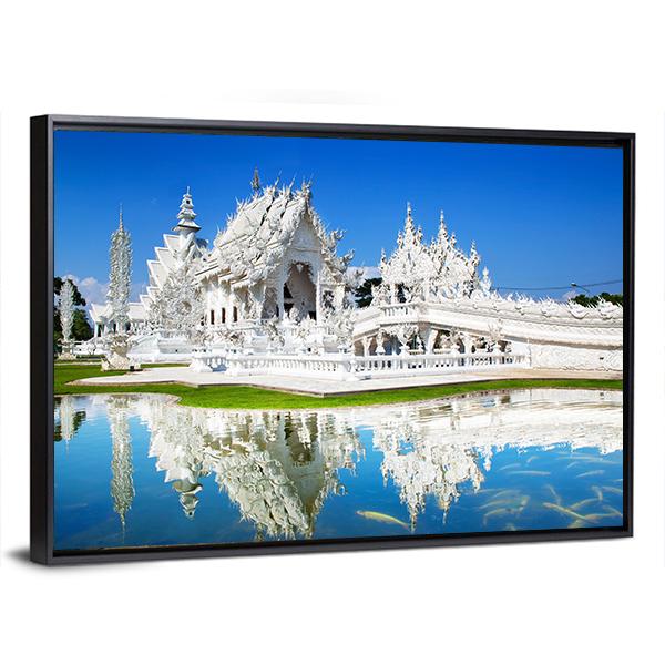 Wat Rong Khun Temple in Chiang Rai In Thailand Canvas Wall Art-3 Horizontal-Gallery Wrap-25" x 16"-Tiaracle