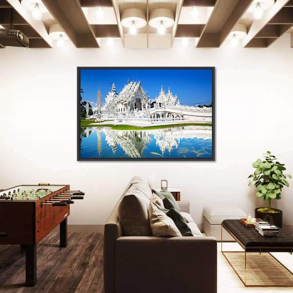 Wat Rong Khun Temple in Chiang Rai In Thailand Canvas Wall Art-3 Horizontal-Gallery Wrap-25" x 16"-Tiaracle