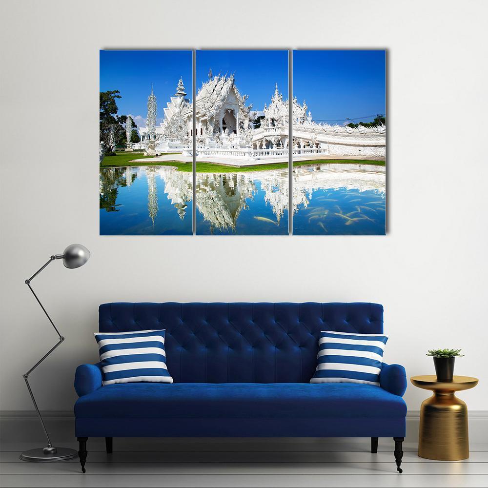 Wat Rong Khun Temple in Chiang Rai In Thailand Canvas Wall Art-3 Horizontal-Gallery Wrap-37" x 24"-Tiaracle