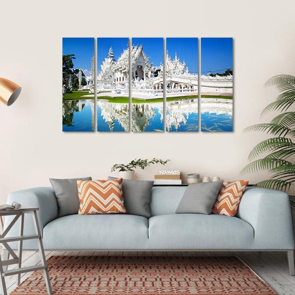 Wat Rong Khun Temple in Chiang Rai In Thailand Canvas Wall Art-5 Horizontal-Gallery Wrap-22" x 12"-Tiaracle