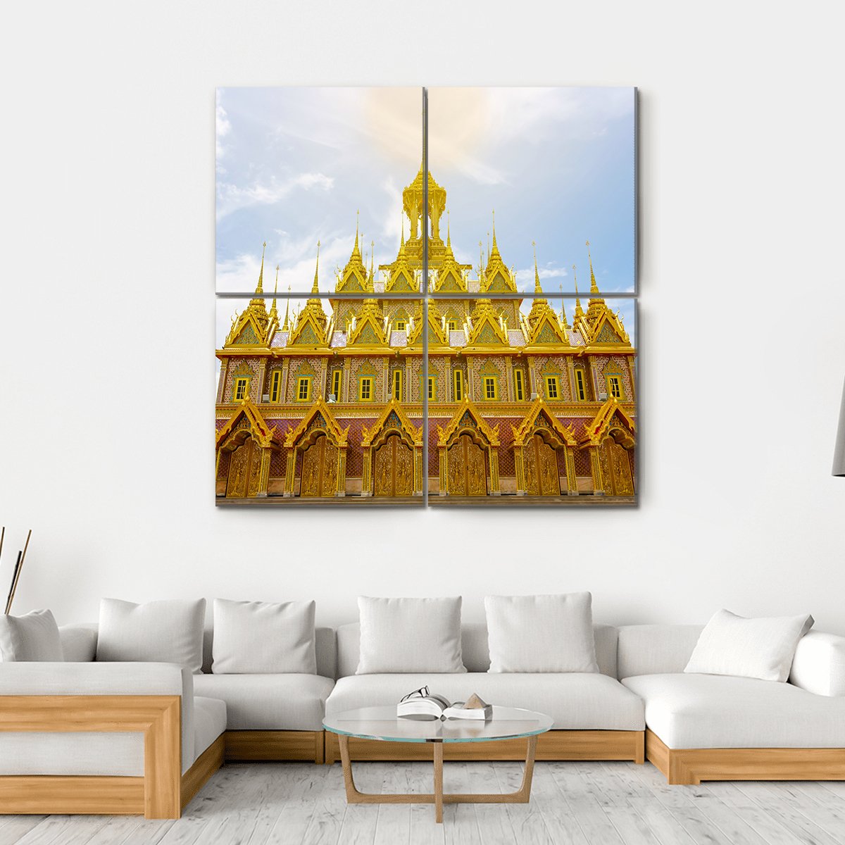 Wat Tha Sung Temple Canvas Wall Art-4 Square-Gallery Wrap-17" x 17"-Tiaracle