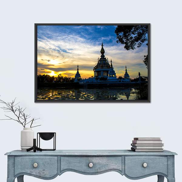 Wat Thong Sed Thi Temple Canvas Wall Art-1 Piece-Floating Frame-24" x 16"-Tiaracle