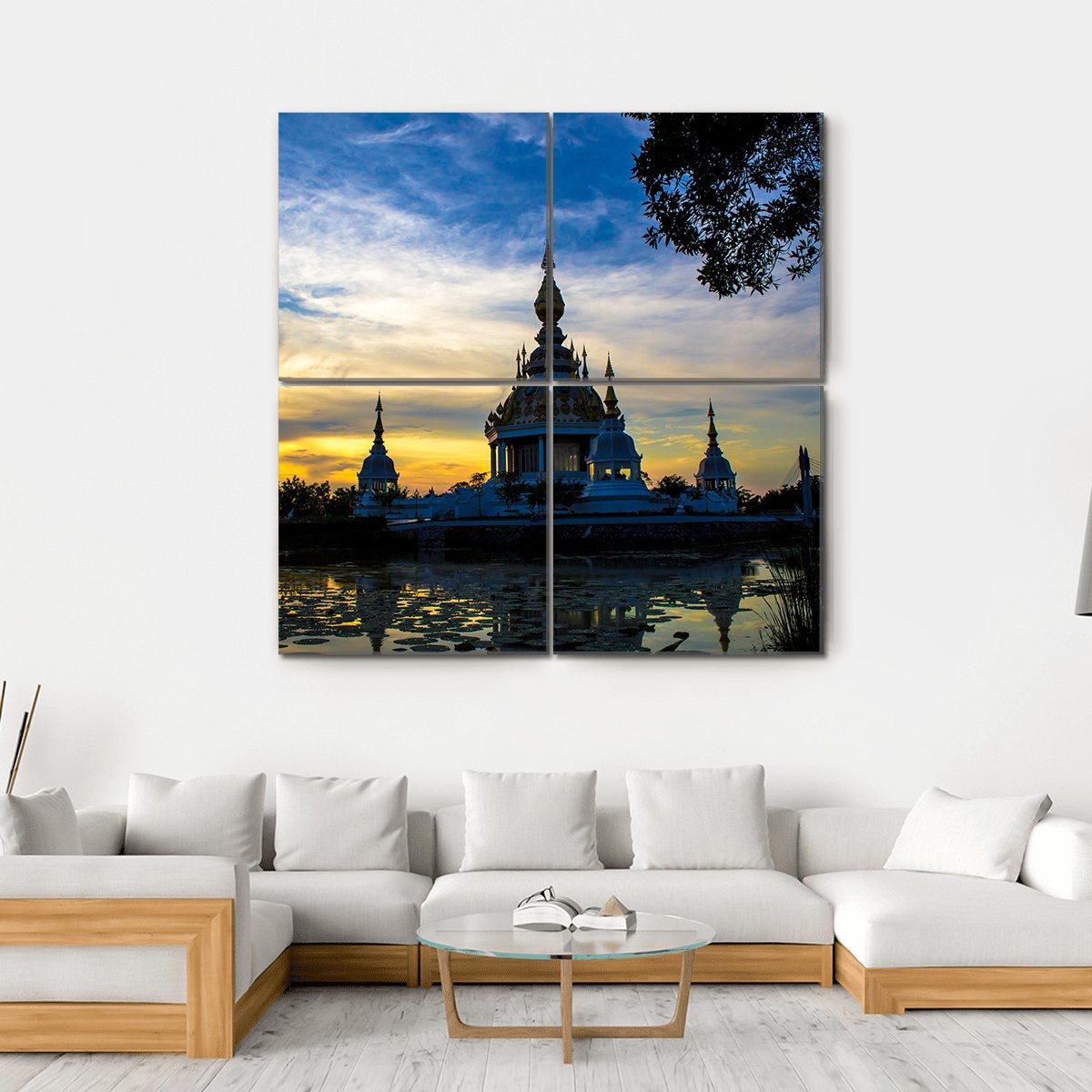 Wat Thong Sed Thi Temple Canvas Wall Art-4 Square-Gallery Wrap-17" x 17"-Tiaracle