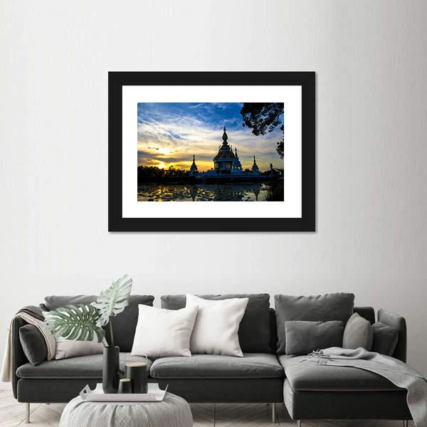 Wat Thong Sed Thi Temple In Thailand Panoramic Canvas Wall Art-1 Piece-36" x 12"-Tiaracle
