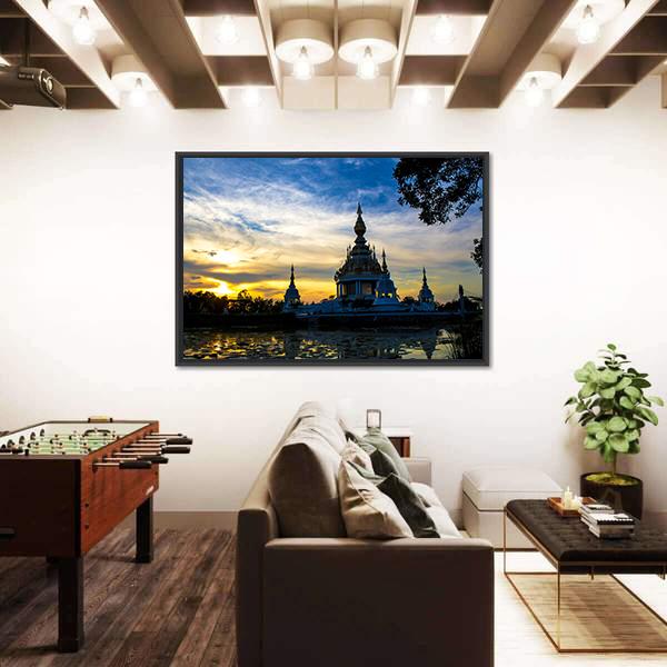 Wat Thong Sed Thi Temple In Thailand Panoramic Canvas Wall Art-1 Piece-36" x 12"-Tiaracle