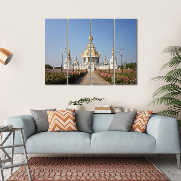 Wat Thung Millionaire Temple Canvas Wall Art-4 Horizontal-Gallery Wrap-34" x 24"-Tiaracle