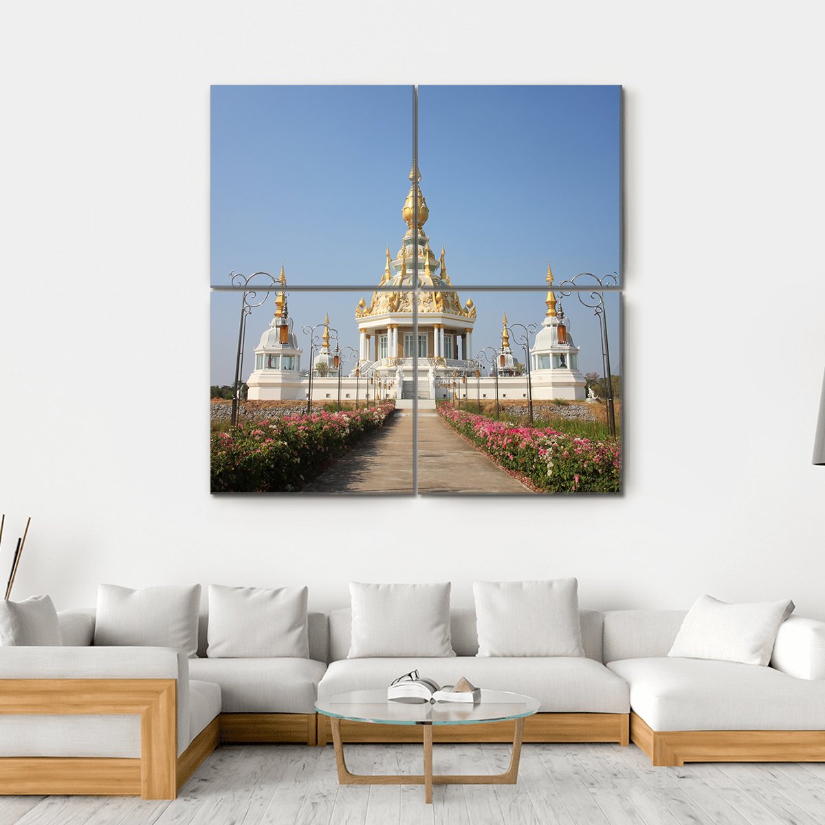 Wat Thung Millionaire Temple Canvas Wall Art-4 Square-Gallery Wrap-17" x 17"-Tiaracle