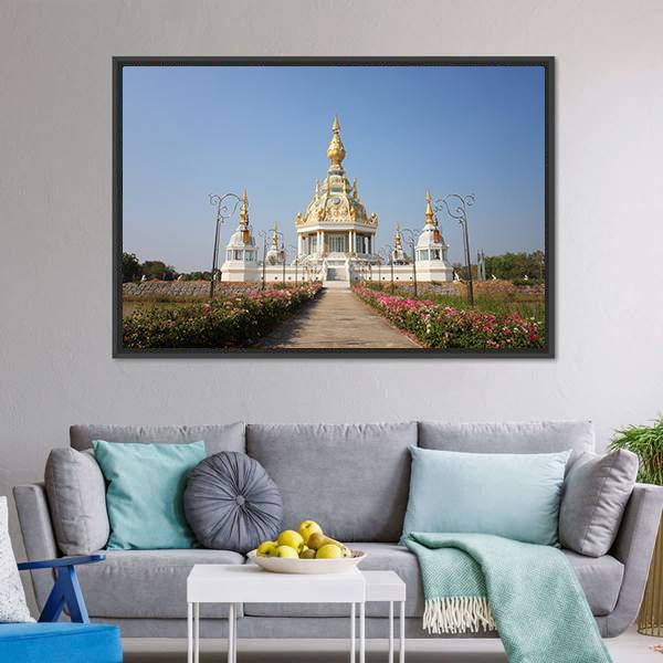 Wat Thung Millionaire Temple Canvas Wall Art-1 Piece-Floating Frame-24" x 16"-Tiaracle