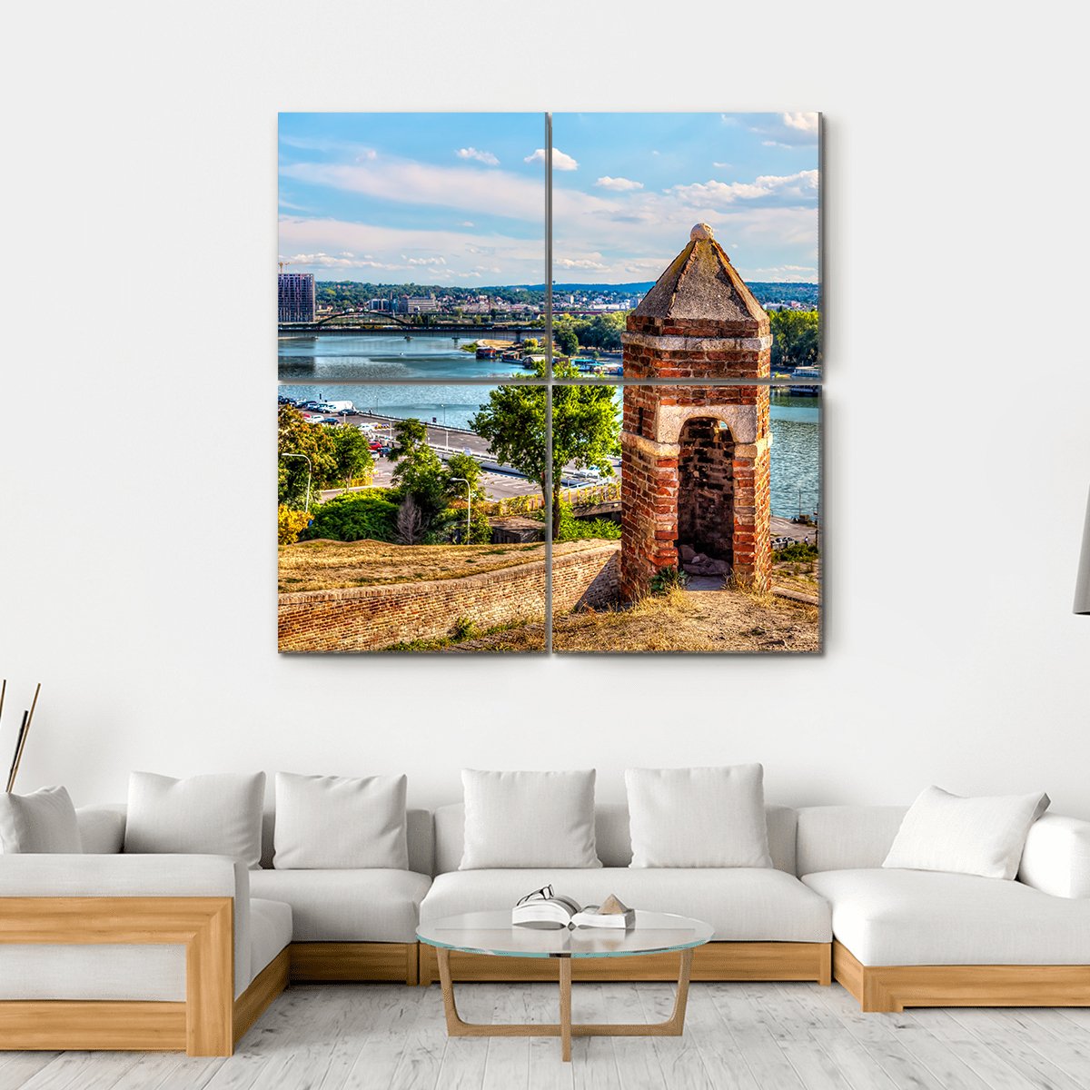 Watch Tower On The Kalemegdan Fortress Canvas Wall Art-4 Square-Gallery Wrap-17" x 17"-Tiaracle