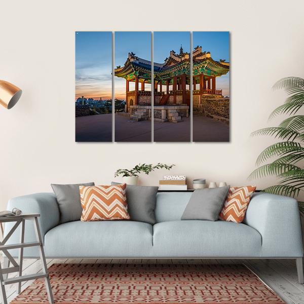 Watchtower At Hwaseong Fortress In South Korea Canvas Wall Art-4 Horizontal-Gallery Wrap-34" x 24"-Tiaracle