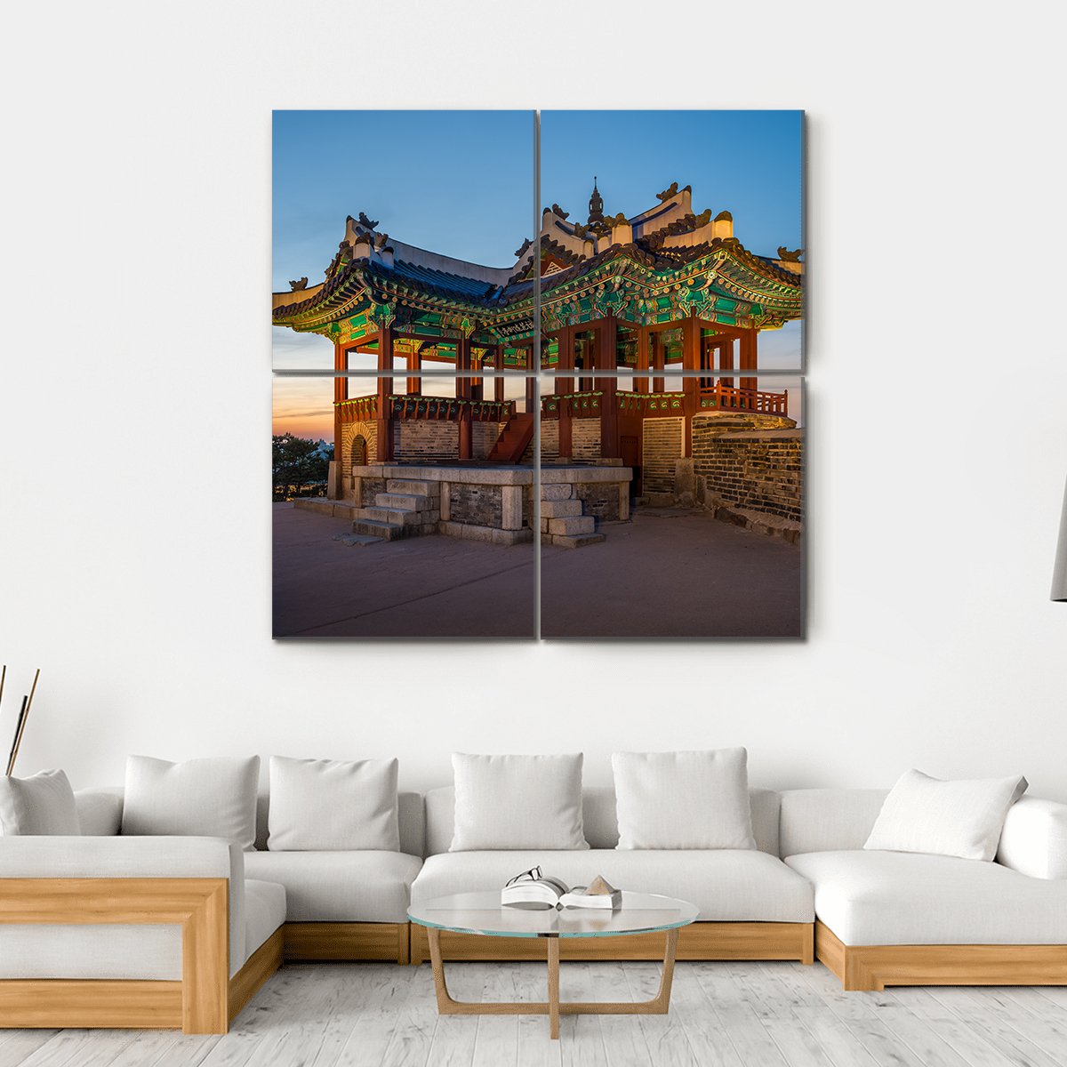 Watchtower At Hwaseong Fortress In South Korea Canvas Wall Art-4 Square-Gallery Wrap-17" x 17"-Tiaracle