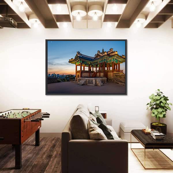 Watchtower At Hwaseong Fortress In South Korea Canvas Wall Art-5 Horizontal-Gallery Wrap-22" x 12"-Tiaracle