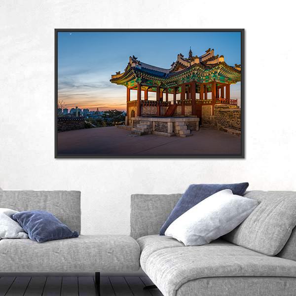 Watchtower At Hwaseong Fortress In South Korea Canvas Wall Art-3 Horizontal-Gallery Wrap-25" x 16"-Tiaracle