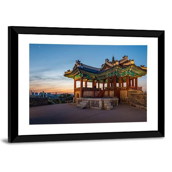 Watchtower At Hwaseong Fortress In South Korea Canvas Wall Art-3 Horizontal-Gallery Wrap-25" x 16"-Tiaracle