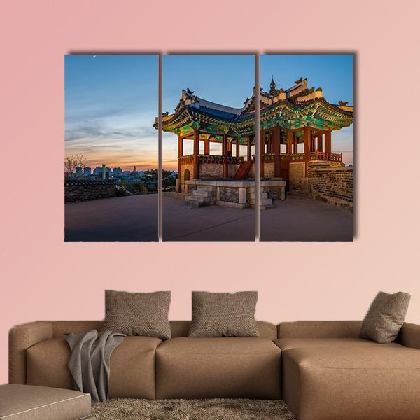 Watchtower At Hwaseong Fortress In South Korea Canvas Wall Art-3 Horizontal-Gallery Wrap-37" x 24"-Tiaracle